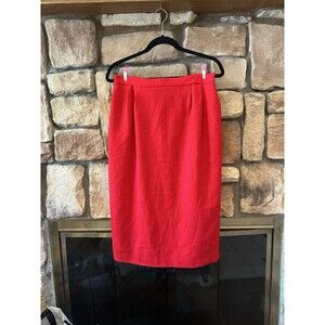 True VTG 80s Vinci Clothiers 100% Wool Womens Size 4 Red Pencil Midi Skirt USA